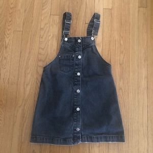 Zara Denim Overall Dress Charcoal Black 11-12 EUC